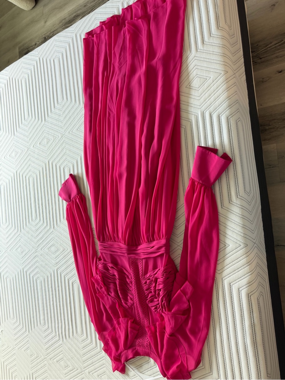 Hot Pink Long Sleeve Maxi Dress